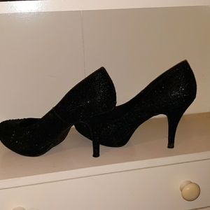 Black sparkly heels